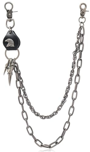 Herren Geldbörsenkette, Schlüsselkette, Hosenkette, Wallet Chain, Heavy Duty Schlüsselkette, Edelstahl-Kette mit Punk-Schlüsselanhänger für Biker und Trucker, für Jeans, Brieftaschen, Taschen
