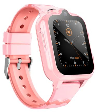 KLACK EUROPE Reloj Inteligente Niño 4G, Videollamadas, Chat de Voz, Smartwatch Niños con GPS Posición, SOS, Modo Escuela, Despertador, Podómetro, Calculadora, Batería Grande de 1000 mAh, Rosa