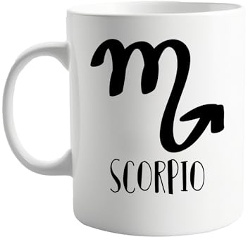 Scorpio Zodiac Sign 11oz Ceramic Mug - Unique Scorpio Astrology Design with The Symbol, Traits, and Constellation - Perfect for Daily Use, Coffee, Tea, and Astrology Enthusiasts