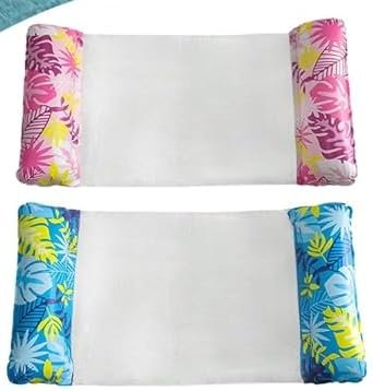 Inflatable Pool Floats 2 Pack Swimming Pool Float 4 in 1 Water Hammock Saddle Lounge Inflatables Pool Chair Toy with Manual Pump Water Floats for Adults Mattresses Seat Floating Mattress