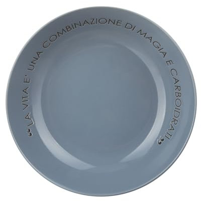 KASANOVA Piatto fondo blu 20 cm stoneware scritta Quotes
