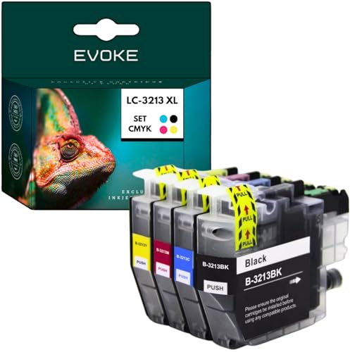 EVOKE LC3213 Patronen Set kompatibel zu Brother DCP-J572DW DCP-J774DW DCP-J772DW (CMYK Set) 1130 Seiten 32ml