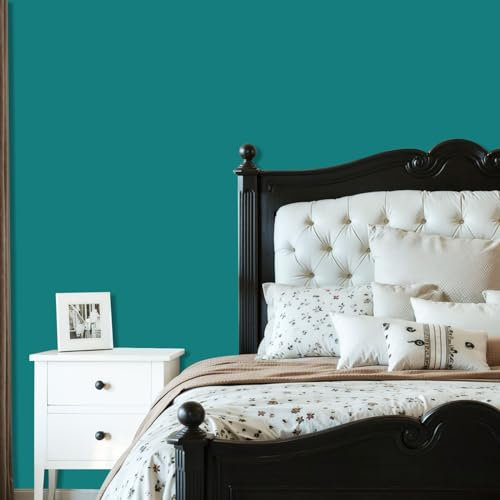 Peel and Stick Wallpaper seamless Plain Dark Teal Green solid color It is dark shade teal color Removable Wallpaper Contact Paper for Living Room Bedroom Bathroom Kitchen Countertop 60cm x 300cm