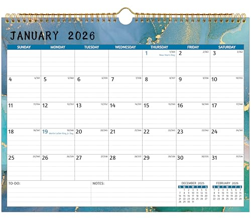 Wandkalender 2026-2027 - 2 Jahreskalender 2026-2027, Januar 2026 - Dez. 2027, 37 x 29 cm, Kalender 2026, Monatskalender 2026, 2026, Monatskalender 2026, linierte Blöcke, dickes Papier, Feiertage