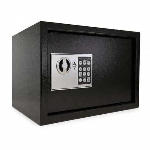 Gear4Garage Digital Key Safe Lock Box Electronic Keypad with Failsafe Key Override Solid Steel Wall Mountable Home Safe for Cash Documents and Valuables 205 x 305 x 205mm