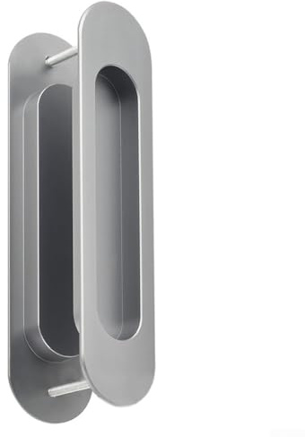 Paire de poignées de porte coulissante en alliage d'aluminium avec design ovale à fente intégrée, adaptées pour les portes de grange coulissantes, les armoires et les armoires de salle de bain (gris)