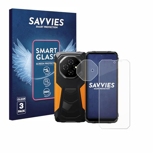 Savvies Schutzglas für Blackview Fort 1 | (Display+Kamera) 3 Stück Transparenter Displayschutz Made in Germany Panzer Schutz Glas 9H Schutzfolie Klar Einfache Montage