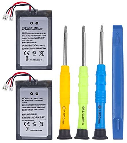 Batteria per controller PS4/PS4 Pro, 2 confezioni da 2000 mAh agli ioni di litio, ricambio per Sony Playstation 4 Dualshock 4 CUH-ZCT2 CUH-ZCT2E CUH-ZCT1E CUH-ZCT1U (batteria LIP1522, PS4/PS4 Pro, A)