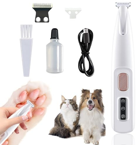 Skeadex PawTrim Pro Dr. Pfoten Pfotentrimmer für Hunde, Superleise Wiederaufladbarer Hundepfoten Trimmer mit LED-Licht, Wasserdichter Kabellos Hundeschermaschine, Krallenschleifer für Hunde Katzen (B)