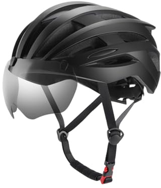 POENVFPO Casque de Vélo avec Lunettes Magnétisées, 24 Trous de Ventilation et Casque D'équitation Réglable pour Hommes et Femmes (62-65 cm)