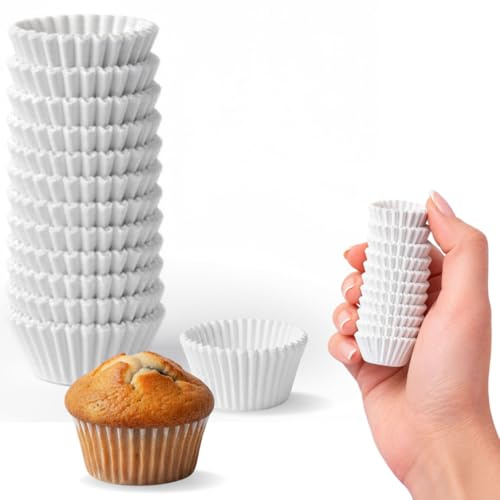 Pirottini in Carta da Forno per Muffin e Cupcake, Monouso, Ideali per Dessert e Fingerfood (BIANCO 300PZ / 2CM)