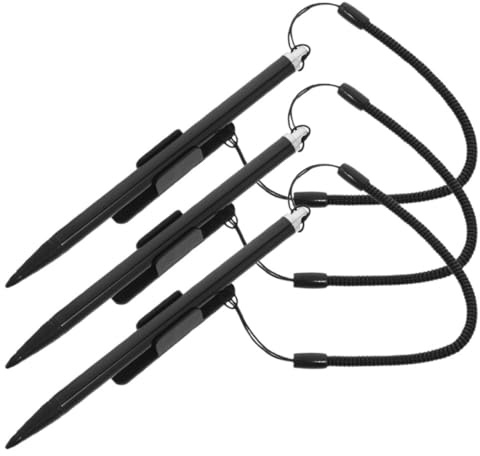CHICAMPERA Stylet à Écran Résistif en Aluminium et Cuivre, Lot de 3 avec Corde Antiperte et Clip, Compatible avec Tablettes et Appareils Tactiles