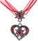 Trachtenkette elegantes Herz mit Strass und Edelweiss Anhänger Trachtenschmuck Kette für Dirndl und Lederhose Damen in vielen Farben (Rot)