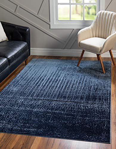 Unique Loom Del Mar Collection Tappeto Area - Ispirato alla transizione con stampa moderna Ombre (20 x 12' 0 rettangolare, blu/blu navy blu)