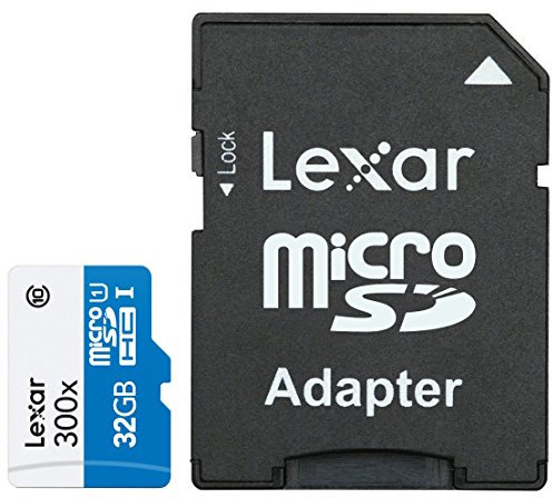 Lexar High-Performance 32GB Class 10 UHS-I 300x Speed (45MB/s) MicroSDHC Flash Memory Card with SD Card Adapter