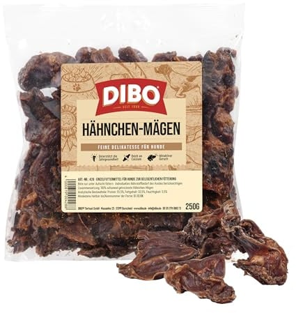 DIBO Hähnchenmägen, 250g-Beutel, der kleine Naturkau-Snack oder Leckerli für Zwischendurch, Hundefutter, Qualitätskauartikel ohne Chemie von DIBO