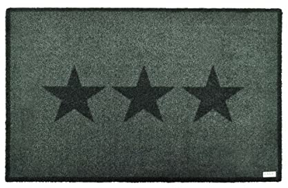 Hanse Home Zala Living Deko Fußmatte für Innen und Außen 67x180cm – Fussmatte Schmutzfangmatte Sterne Türmatte Waschbar & Wetterfest, rutschfest für Eingangsbereich & Außenbereich – Grau