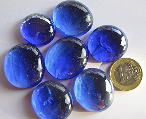 6 St. Deko Mosaiksteine Glasnuggets 26-33mm dunkelblau, ca. 60g