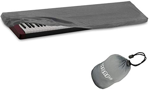HQRP Elastic Dust Cover Case w/Bag (Gray) for Yamaha MOTIF XF7 ; S70-XS Tyros-5 YPG-235 DGX-300 YPG-225 Electronic Keyboard Digital Piano + HQRP Coaster