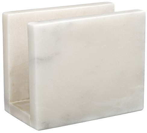 Creative Home Serviettenhalter aus natürlichem Marmor, Seidenpapierspender, dekorativer Küchen-Arbeitsplatte, Esstisch-Organizer, 7,6 x 14 x 11,4 cm H, gebrochenes Weiß (Farbe kann variieren)
