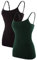 CharmLeaks 2 Pack Women Cotton Vest Tops Strappy Camisole Tank TopLBlack & Dark Green