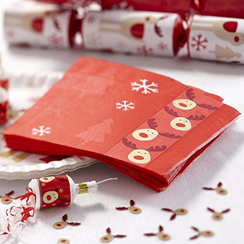 Premium Weddings Servietten Weihnachten Rudolph Rentier 16 Stück - Advent Papierservietten Weihnachtsfeier Deko Servietten Rudolph Rentier