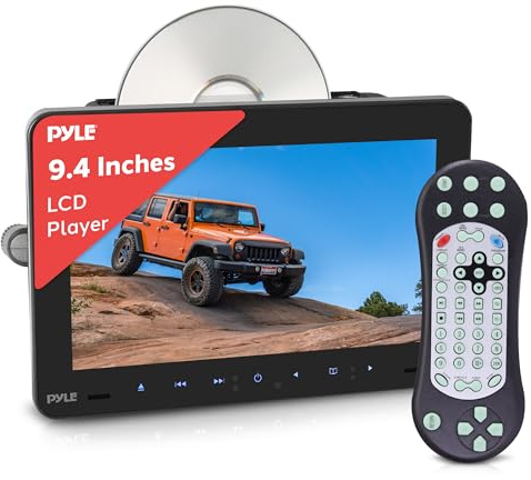 Pyle Universal Car Headrest Mount Monitor-9.4 Inch Vehicle Multimedia CD DVD Player-Smart Audio Video Entertainment System w/HDMI & Hi-Res TV LCD Screen - Includes Mounting Bracket - PLHRDVD904,Black