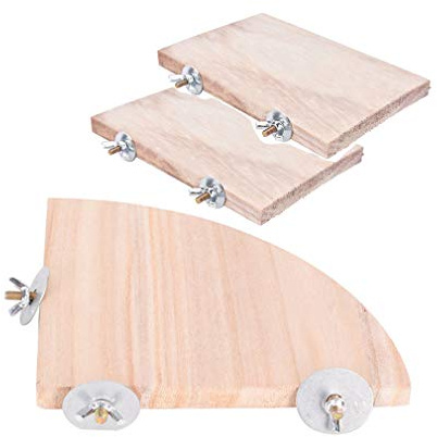 CoscosX Parrot Cage Perch,Wooden Platform Stand,Cage Perches,Tree Springboard,Corner Shelf Laddered,Hanging Swing,Natural Wood Branches for Parakeets Bird Chinchilla Hamster Guinea Squirrel Hedgehog