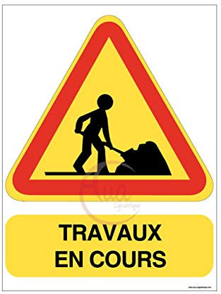 Panneau de Chantier en AKILUX 5mm - Format 600 x 800 mm (Panneau AK5 Travaux en Cours)