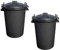 Srendi® 2 x Large 85L Litre Black Plastic Bin Rubbish Waste Dustbin Animal Feed Storage Unit