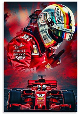 Huangchen Sebastian Vettel F1 Racing Driver Poster, dekoratives Gemälde, Leinwand, Wandkunst, Wohnzimmer, Poster, Schlafzimmer, Gemälde, 60 x 90 cm