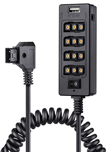 Fomito Dtap Splitter-Kabel mit Netzschalter D-Tap für V-Mount V Lock, Gold Mount Akku für LCD-Monitor, LED-Videoleuchte, BMPCC 4K 6K und RED Kamera