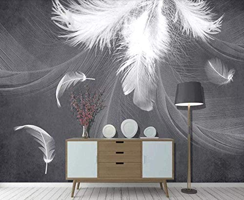 Tapete 3D Wandbild Retro Minimalismus Der Weißen Feder Fototapete 3D Effekt Vliestapete Wohnzimmer Wanddeko