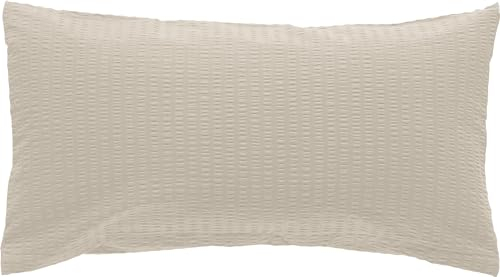 Erwin Müller Kissenbezug, Kissenhülle Seersucker Uni Serie Rosenheim Taupe Größe 40x80 cm - pflegeleicht, bügelfrei, mit Reißverschluss