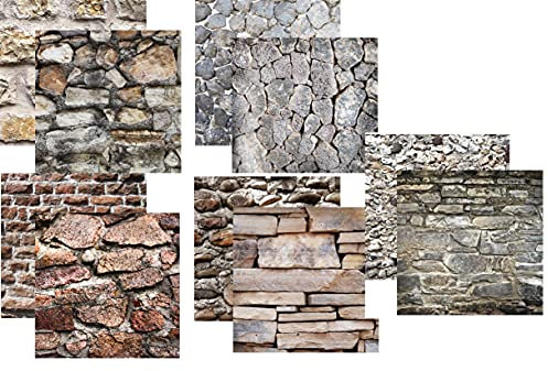 Steinmauer-Hintergrund, doppelseitig, 30,5 x 30,5 cm, 5 Stück