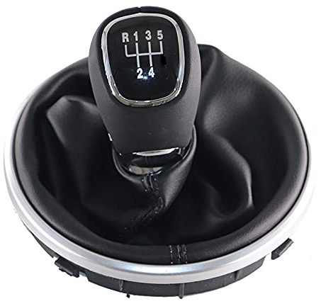 WYTXH Auto Schaltknauf Hebel Gaitor Boot Cover Fit Für Skoda Fabia 2 II MK2 Combi Scout 2007-2014 Silber & Leder-5_speed_set