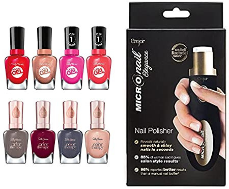 8PC Ladies Nailcare Gift Package Set: Miracle Gel & Color Therapy Assortment with Elegance Nail Polisher.