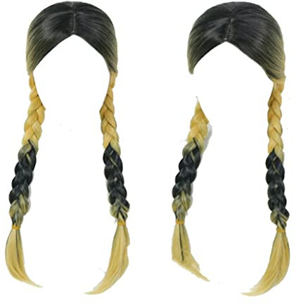 GZIRUE Schwarzgelbe Lange Geflochtene Zöpfe Braids Perücke für Ran Haitani Wig Cosplay Anime Kostüm with Wig Cap