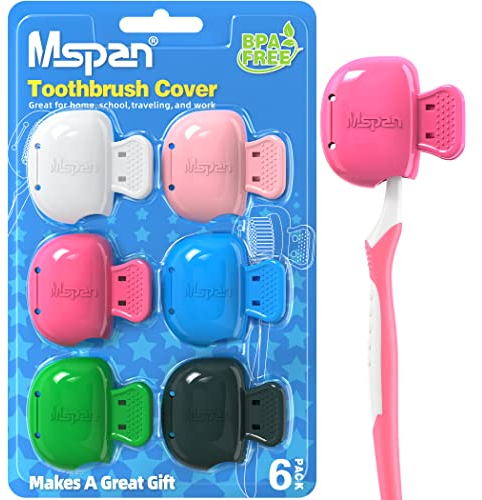 Mspan Zahnbürstenabdeckung Kappe Etui: Bürstenkopf Schutz Pods Kunststoff Reise Zahnbürste Clip für manuelle & elektrische Zahnbürste - 6 Packungen