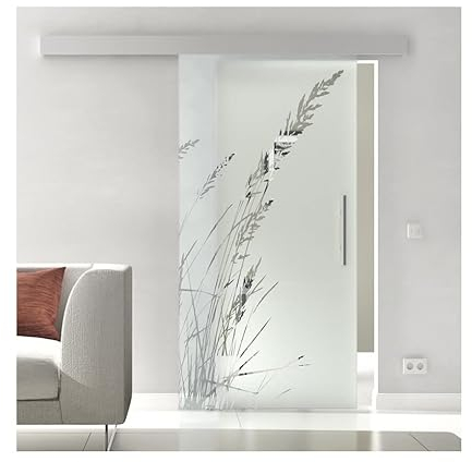 SoftClose Glas-Schiebetür 900x2050 mm Breite Gräser Sadora Slimline-System komplett Laufschiene und WC-Schließung beidseitig Schiebetür aus Glas für Innenbereich