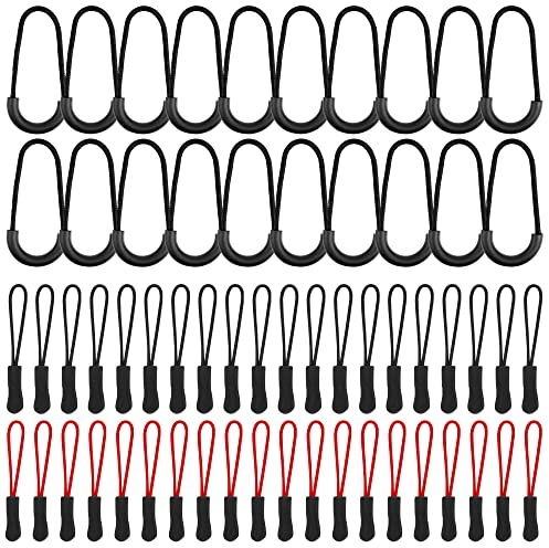 VENGABY 60 Stück Reisverschlussanhanger, Reißverschluss Zieht, Reissverschluss Zipper, Reißverschluss Ersatz Zip Fixer Reparatur Zip Pull Tags für Kleidung, Taschen, Schwarze