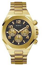Guess Men's 46mm Watch - Black Strap Black Dial Two-Tone Case