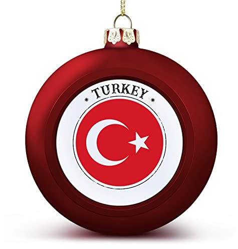 Türkei Weihnachtskugeln Ornamente Weihnachten Türkei Nationalflagge Hängende Kugel Dekorativ für Weihnachtsbäume, Urlaubsparty, Neujahrsgeschenk