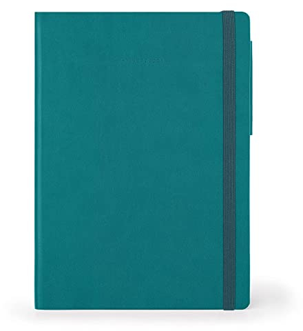 Legami - Taccuino a righe, Large, 192 Pagine, Copertina in morbido PU, in Carta certificata FSC®, Carta avorio 90 g/m², Planner mensile, Rubrica, Segnalibro, 17x24 cm, Colore Malachite Green