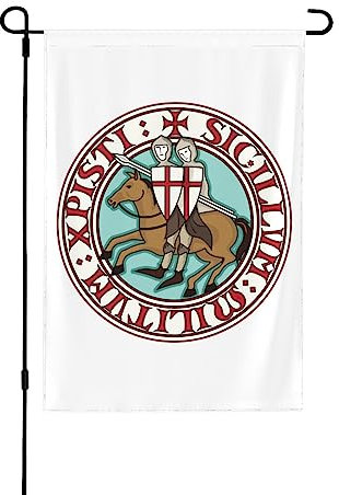 Drapeau de jardin double face pour extérieur, deux templiers, chevalier, croisé viking, décoration d'intérieur, cour, pelouse, drapeaux suspendus 31,9 x 45,7 cm