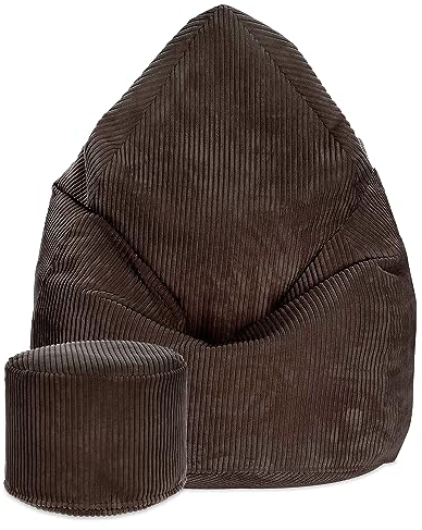DreamRoots Sitzsack Cord Erwachsener Sitzsäcke Jugendlicher Teenager 80x80x120cm - Sitzsack mit Füllung, Hocker, Lehne und Bezug - Bean Bag Chair - Sitzkissen Boden - Chill Sack