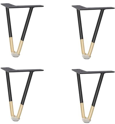 4 PCS Pieds de Table en épingle à Cheveux,Jambes en métal de Bricolage,Pieds en Épingle,Pieds de Remplacement de Meubles,Pour Table Basse,Meuble TV,Table de Chevet,Or Noir (10cm/3.9in)