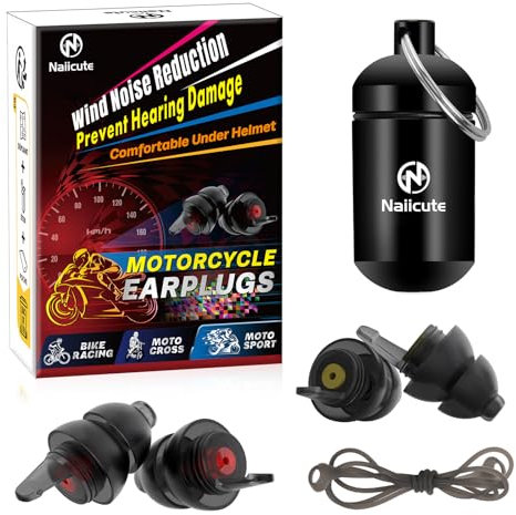Naiicute Motorcycle Ear Plugs with Removable Silicone Cord 2 Pairs, Wind Noise Reduction,Traffic Still Audible and Prevent Hearing Damage Reusable Earplugs for Motorsports, Motorbike, Touring, Racing