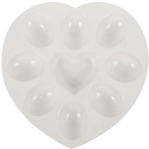 IMIKEYA Ostereier-Teller – Herzförmige Keramik-Eier-Serviertablett Catering-Platte Ostereierhalter Eierträger Teufelseier-Halter Wüstengericht Osterparty Küchenzubehör