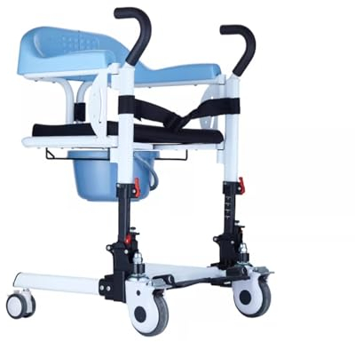Patientenlifter Klappbar Gemacht Aus Stahlrohr, Aufzug für Ältere Menschen Höhenverstellbar, mit Matte und Bettpfanne, Badestuhl für Senioren Badezimmerstuhl